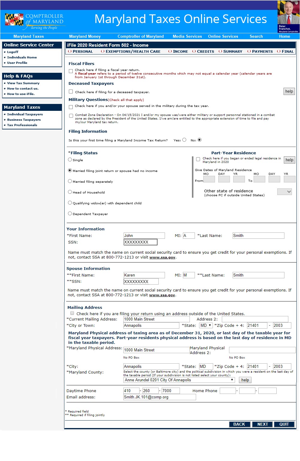 Ifile Demo Marylands Internet Tax Filing For 2020